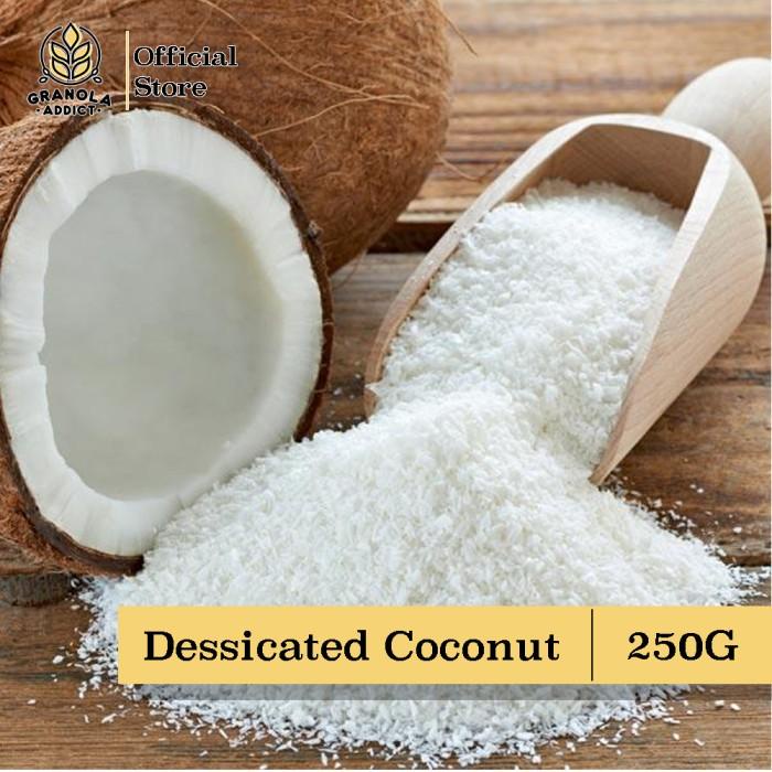 

Topping | Dessicated / Desicated Coconut ( Kelapa Parut Kering) Low Fat - 250G Kualitas Terbaik