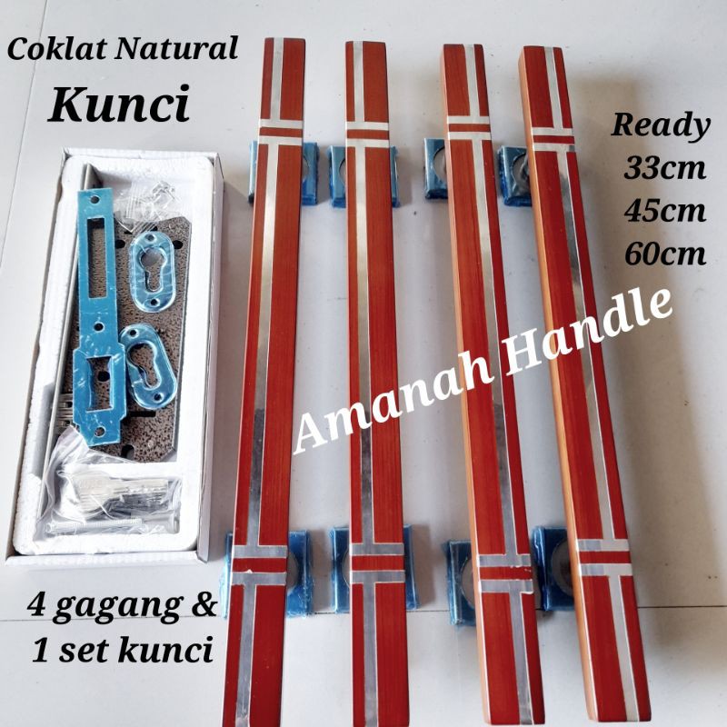 Lengkap Tarikan Handle pintu rumah 1 set kunci stainless anti karat 45cm 33cm terlaris