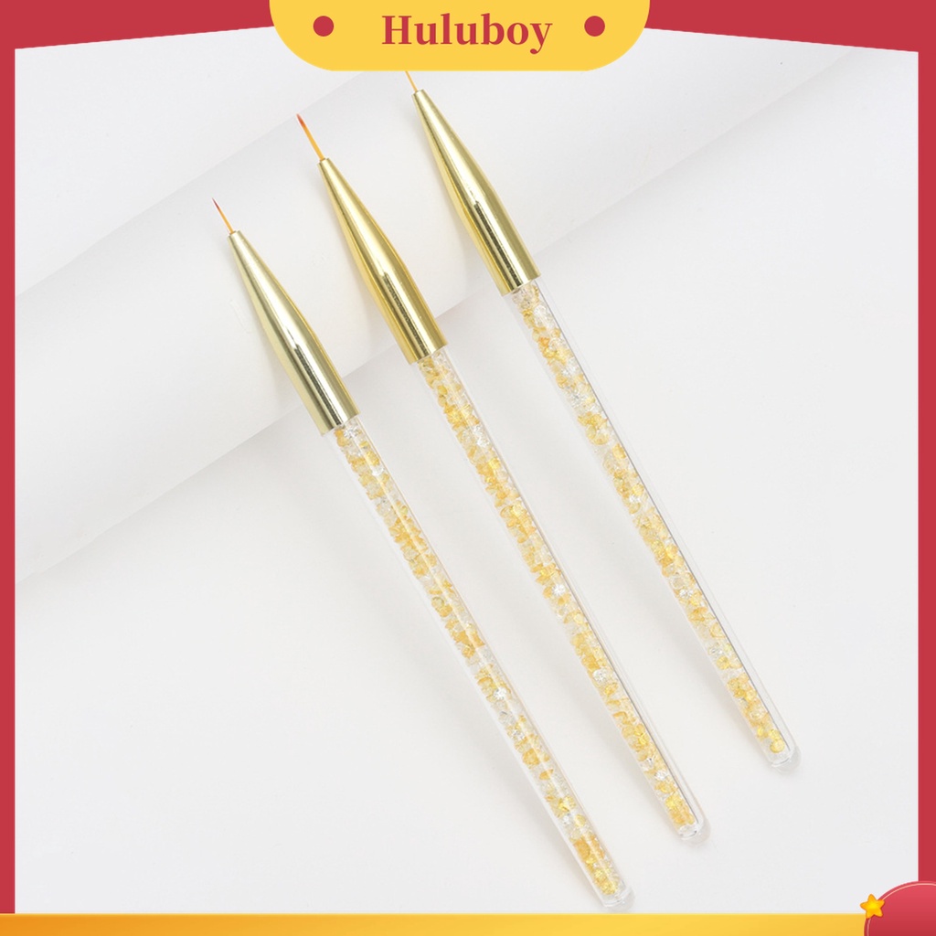Huluboy Huluboy♡ 3 Pcs Pen Liner Bahan Nilon Wol Untuk Menggambar Nail Art