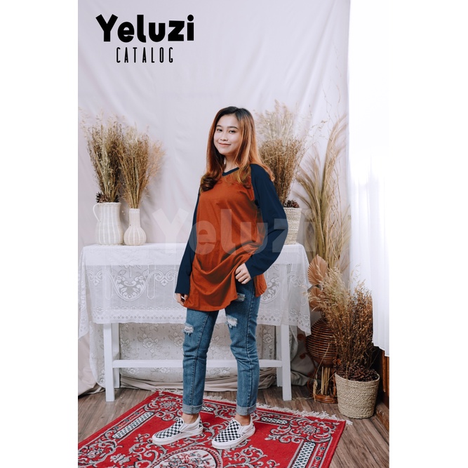 Tunik Atasan Wanita Raglan Kekinian Terbaru - Katun Combed 24s - Yeluzi