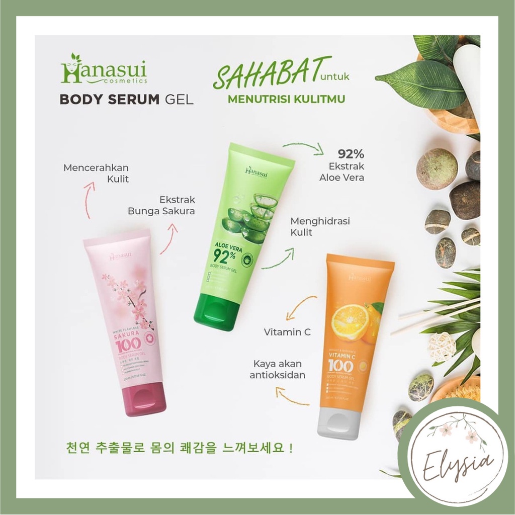 [BPOM] HANASUI Body Serum Gel Aloe Vera / Vitamin C / Sakura 200ml