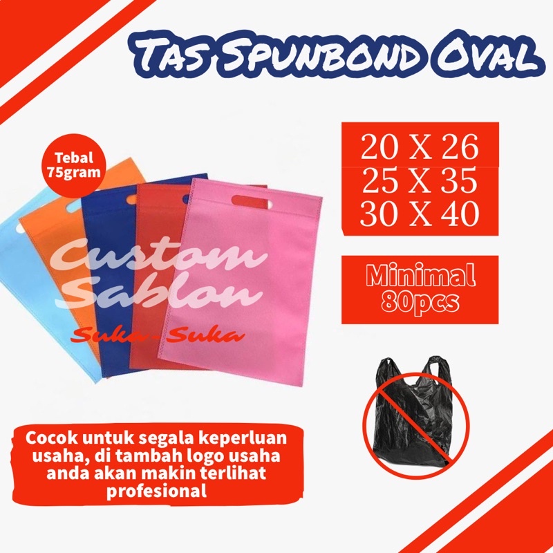 

TAS BELANJA Tas spunbond oval GRATIS SABLON | souvenir | Goodie bag | tas furing.