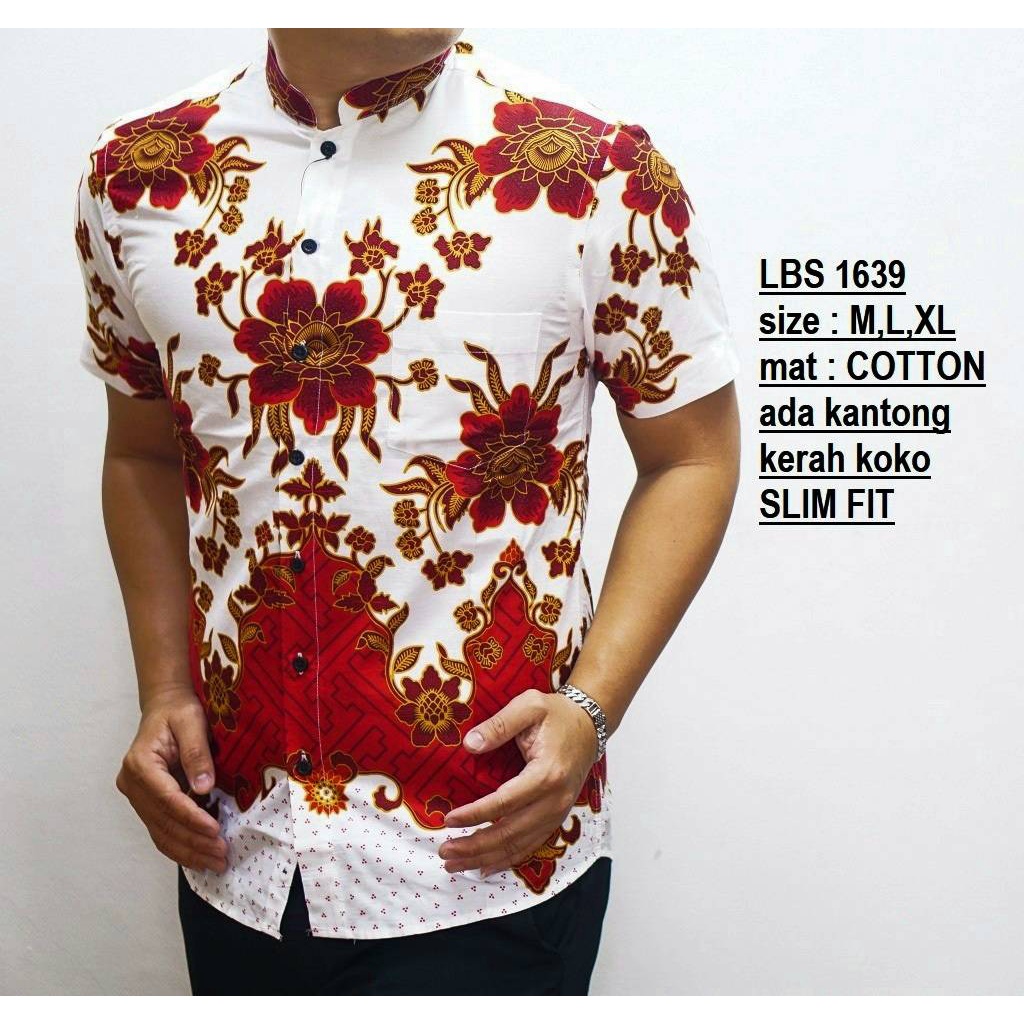 BAJU BATIK UNIK PRIA SLIM FIT KEMEJA SLIMFIT TERBAIK LBS42 IMLEK CNY