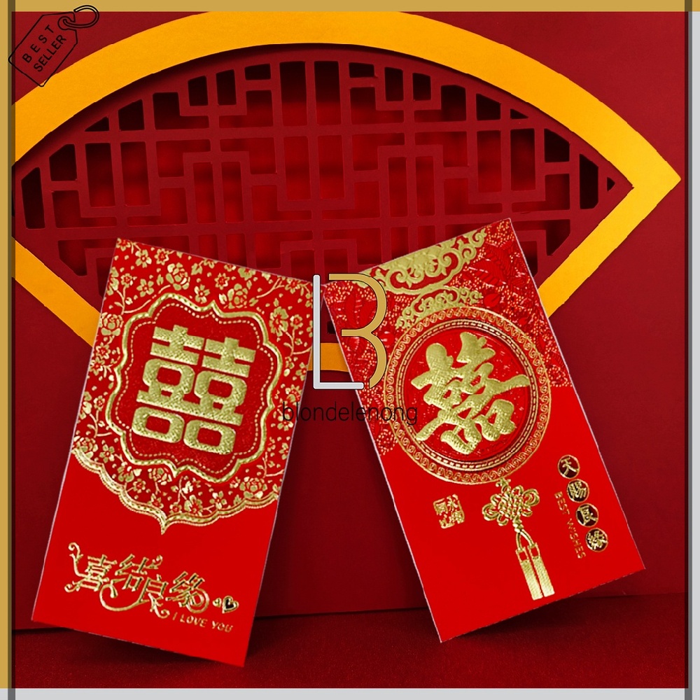Amplop Kertas Angpao Angpau Ampau Ampao Hongbao Hongbau Uang Susu Hadiah Kado Lamaran Hantaran Ketuk Ketok Pintu Sangjit Wedding Pernikahan Nikah Shuangxi Suangsi Emas Gold Merah Hoki Rejeki Ukuran Size Besar Jumbo Panjang XL XXL Isi 1 Pak Pack Dos Murah
