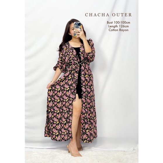 MDLV ~ Chacha Outer Outer Long Dress Maxi Long Dress Flower Fashion Import