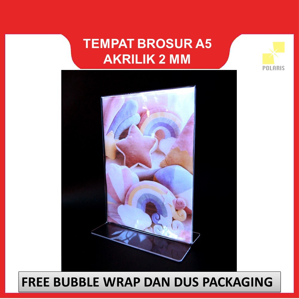 ACRYLIC TENT HOLDER / TEMPAT BROSUR AKRILIK / NOMOR MEJA UKURAN A5