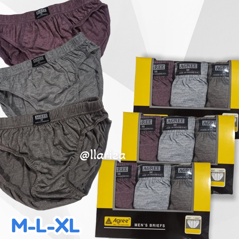 3pcs Celana Dalam Pria Agree M L XL - CD Agree Pria