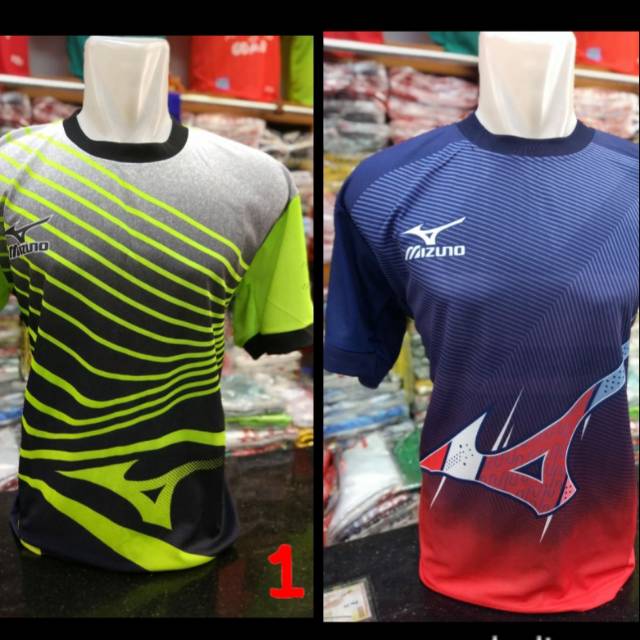 Kaos Jersey baju voli volly printing motif hijau biru simple garis batik abu murah bisa cod
