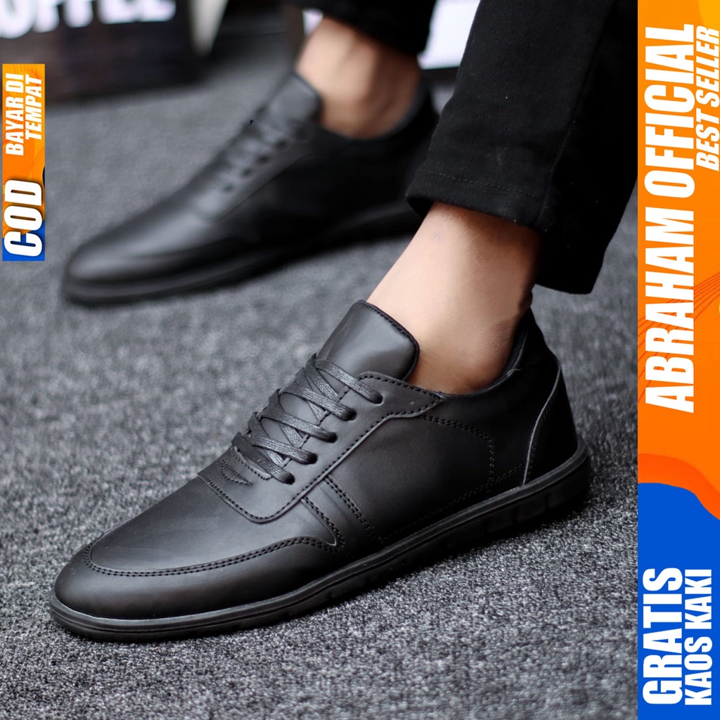 Abraham Mugen - Sepatu Formal Pantofel Pria Kerja Hitam