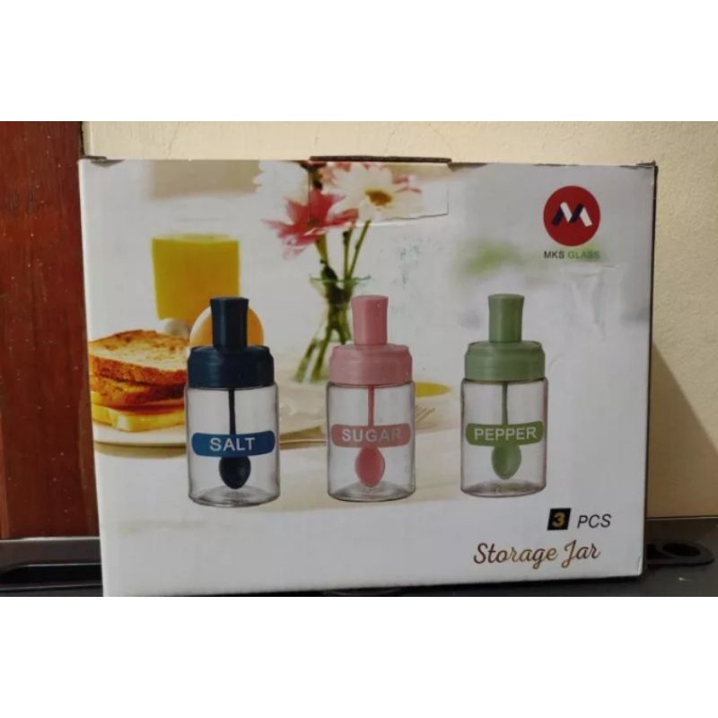 MKS Glas Botol Kaca Bumbu Dapur Dan Sendok Di Perbotolnya Isi 3Botol
