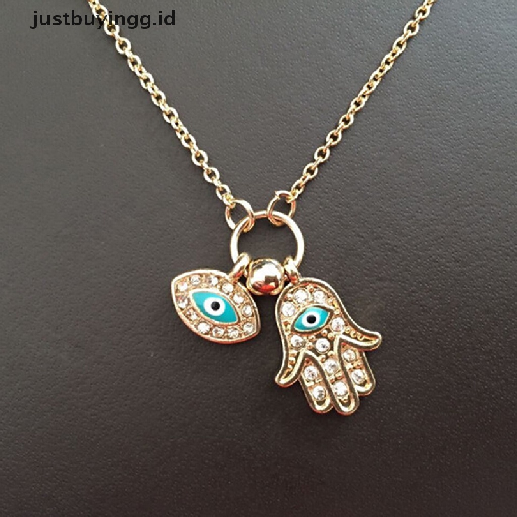 Kalung Rantai Dengan Liontin Evil Eye Hamsa Hand Untuk Wanita