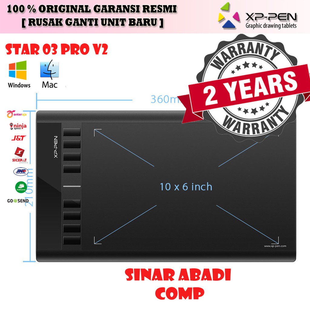 XP pen star 03 Pro V2 Drawing pen tablet 8192 pres level garansi 2 tahun