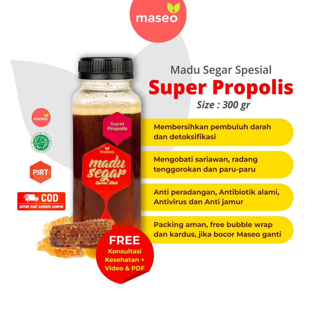 

Madu Super Propolis Maseo Madu Segar Program Hamil Promil Penambah Vitalitas Pria Tahan Lama Diet Penurun Berat Badan Detox Detoks Royal Jelly Honey Bee Pollens Imun Booster Buster Daya Tahan Tubuh 300 gr