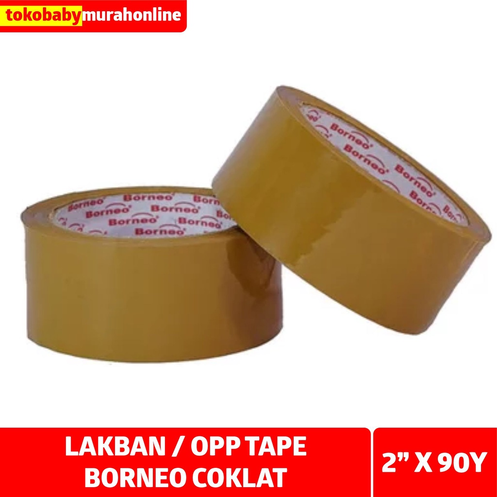 OPP tape BORNEO / Lakban BORNEO Bening / Coklat 2inch per pcs