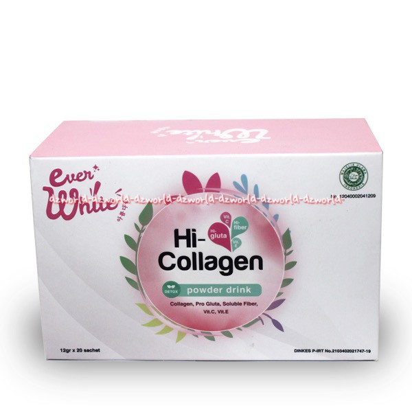 Hi-Collagen Ever White Drink Powder Minuman Untuk Anti Aging Minuman Untuk Kecantikan  Isi 20 scht