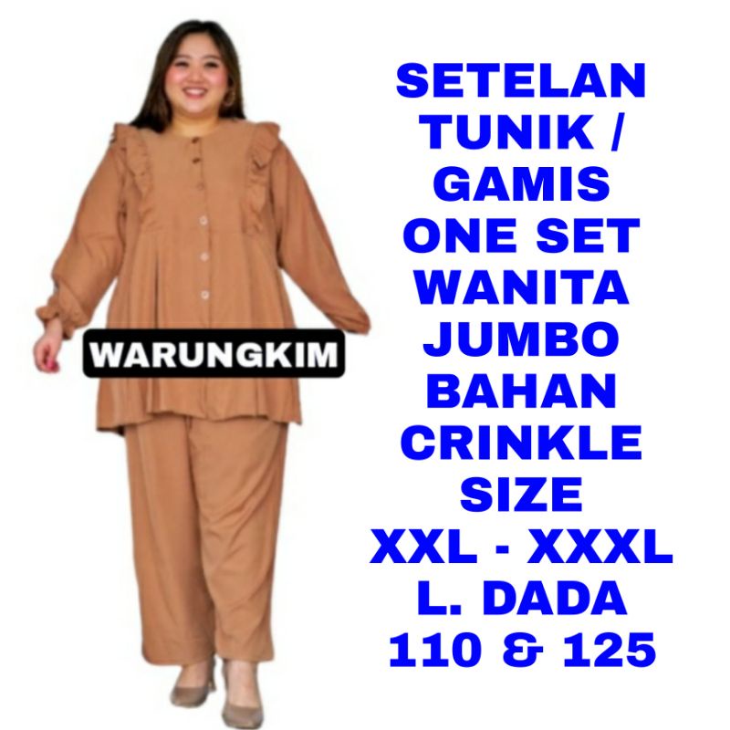 WK SETELAN TUNIK GAMIS CELANA PANJANG ONE SET WANITA JUMBO BIG SIZE BAJU MUSLIM