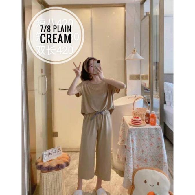 Set Baju Tidur Wanita/ Piyama Dewasa Celana 7/8 Jumbo Adem Import