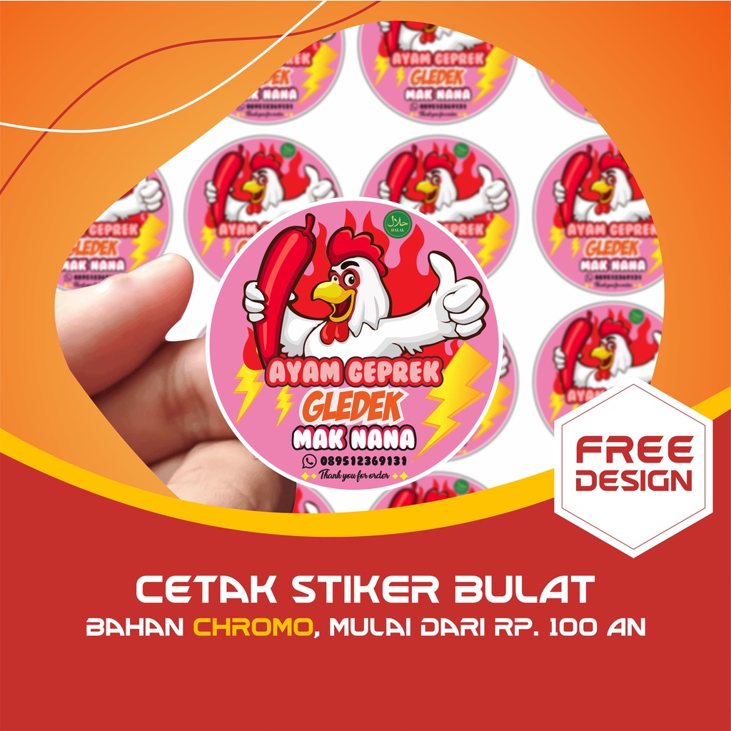 

Cetak Stiker Label Bulat Chromo Toko Olshop Kemasan Produk Makanan Minuman Custom