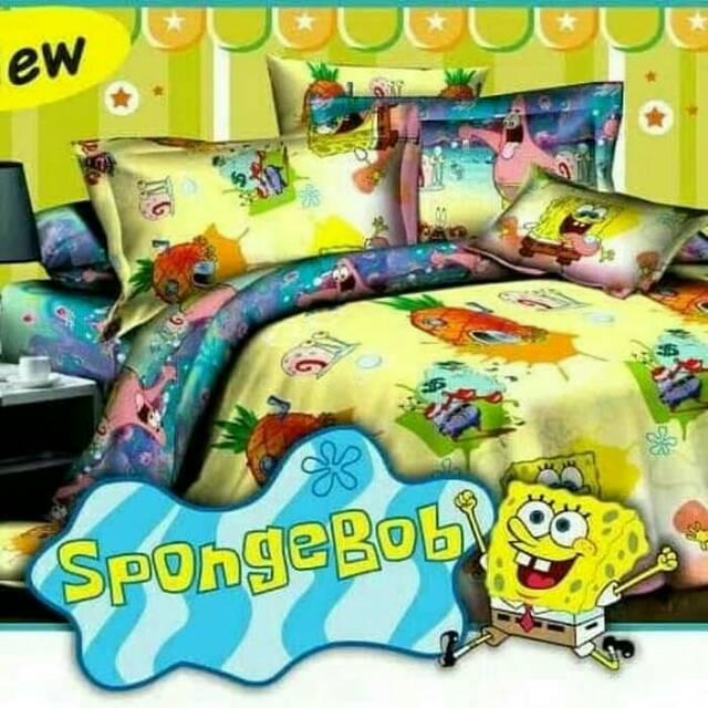 Sprei dan bedcover single spongebob 120x200