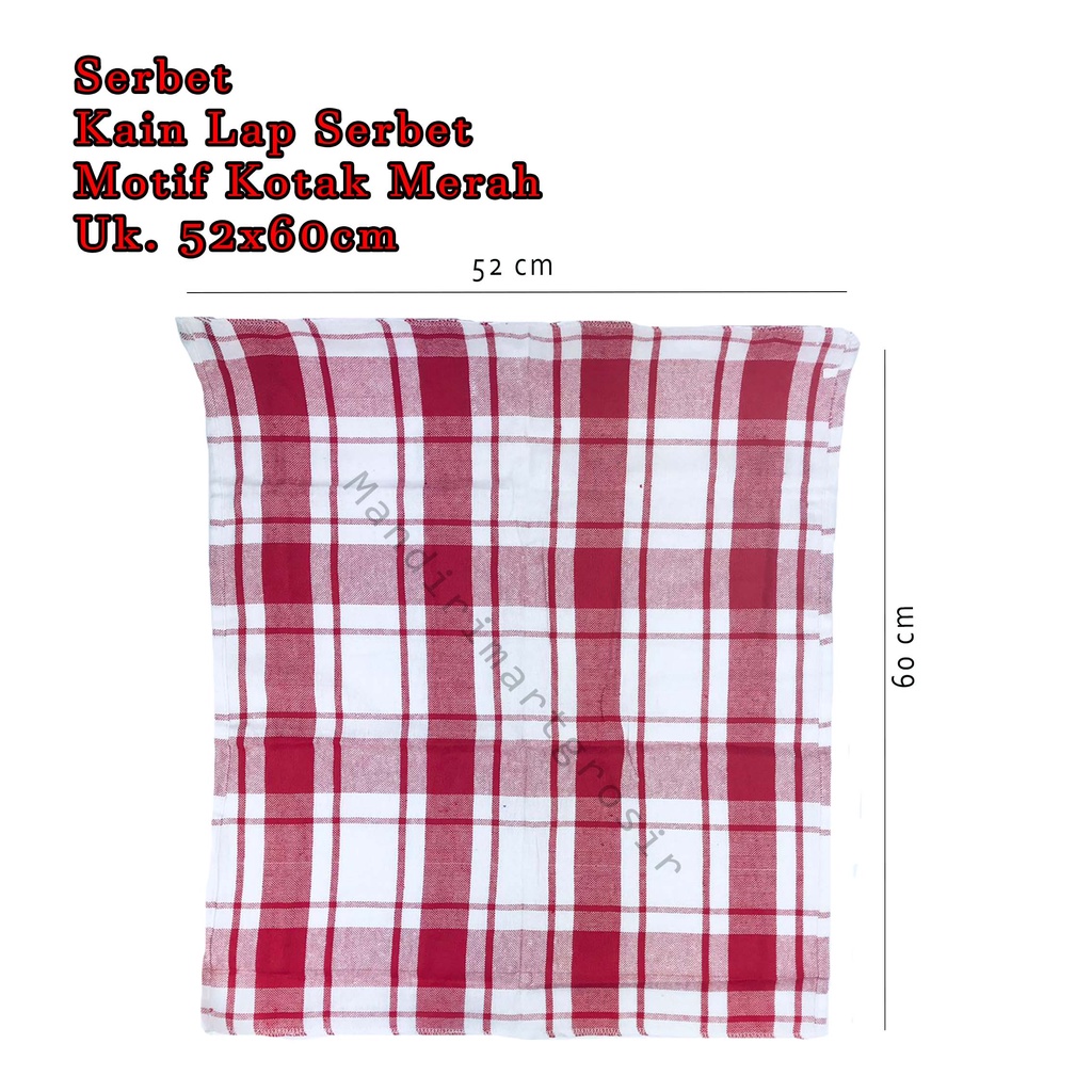 Kain Lap Serbet *Serbet * Motif Kotak  * Uk. 52x60cm