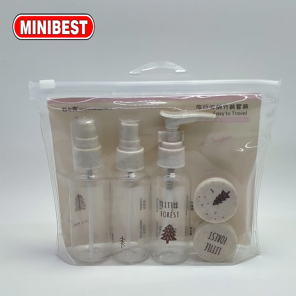 7in1 Travel Toiletries Kit 7 In 1 Set Isi 7 Botol Plastik Kosong / Kosmetik Spray Mini Kecil K310