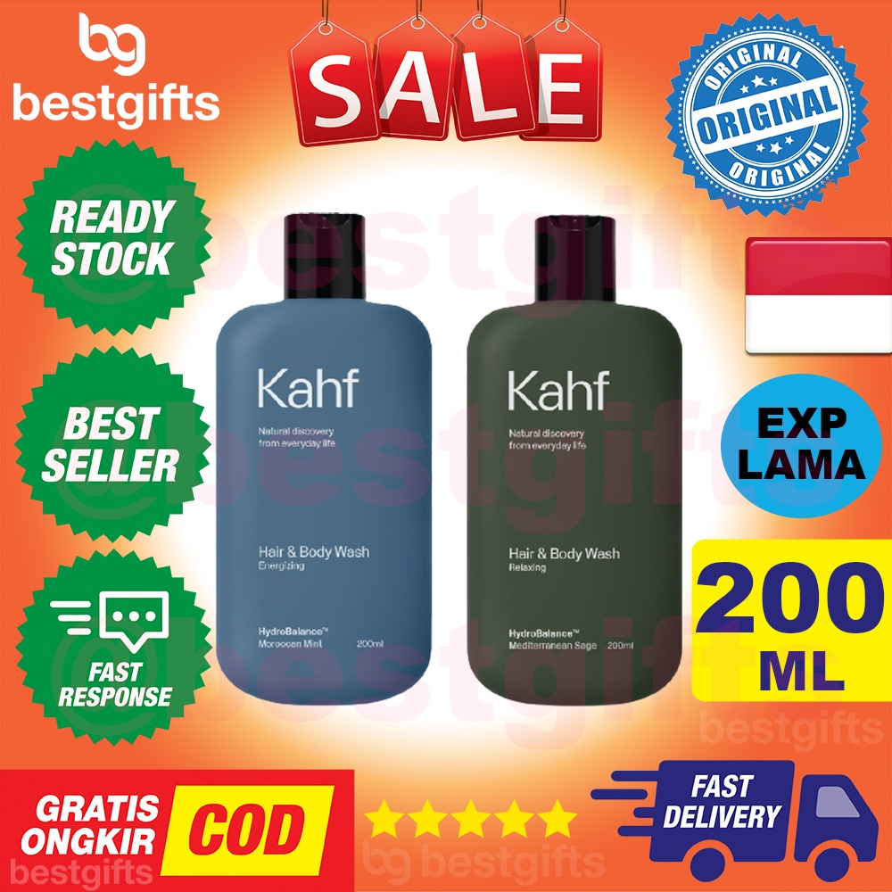 KAHF ENERGIZING HAIR BODY WASH SABUN MANDI SHAMPOO SHAMPO SAMPO PRIA KULIT LAKI LEMBAB HALUS 200 ML