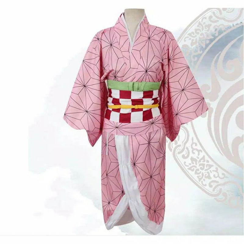 COSTUME KIDS COSPLAY NEZUKO KIMETSU NO YAIBA HAORI YUKATA KIMONO JEPANG ANIME