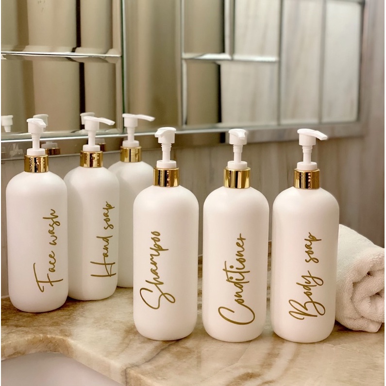 botol putih 500ml N24 gold edition. aesthetic bottle minimalist refill organizer tempat sabun cair pump estetik