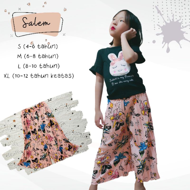 Celana Plisket PANJANG Anak 1-12 tahun - Pleated Long Pants - KULOT BUNGA KEMBANG