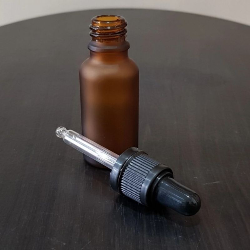 botol pipet kaca 20ml coklat doff tutup hitam