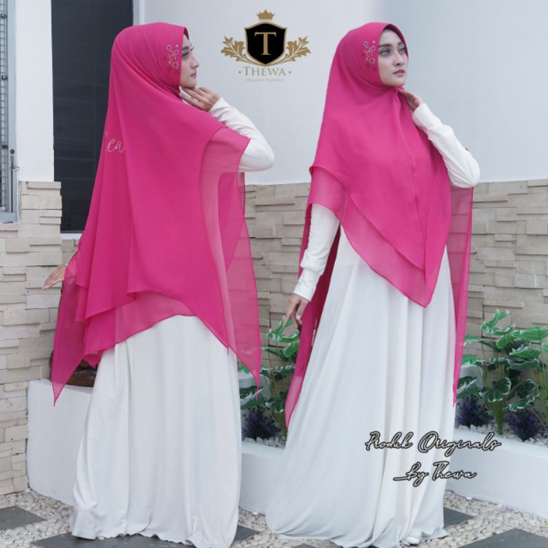 THEWA/KHIMAR ARINI OVAL ORI THEWA/CERUTY BABYDOLL/SOFT PET/DUA LAYER/JILBAB INSTAN