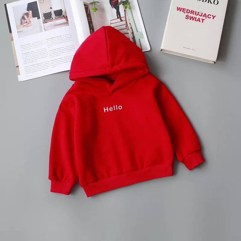 HOODIE ANAK UNISEX HELLO BORDIR TEBAL TERBARU,