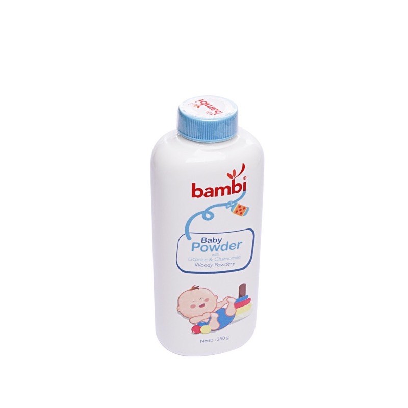 Bambi Baby Powder Woody Powdery Blue - Bambi Bedak Bayi 250gr Biru Bedak Tabur Bayi Newborn