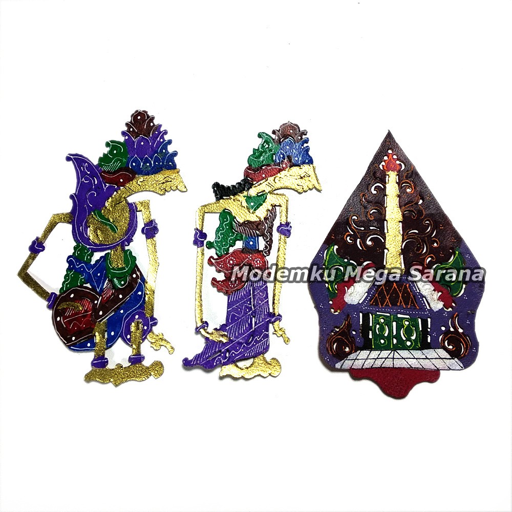 Miniatur Wayang Kulit Rama Shinta &amp; Gunungan Tinggi 10 Cm Tanpa Gagang