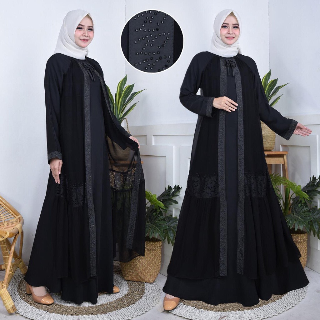 gamis arab/abaya hikmat abaya arab/abaya turkey/long dress/COD/gamis hitam mewah terbaru elegant mod