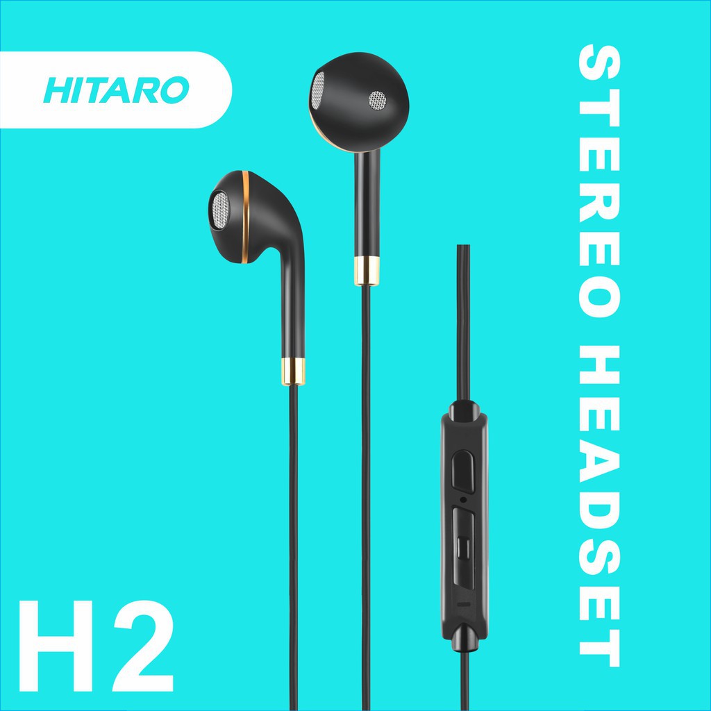 Earphone Headset Hitaro Kabel Stereo 3.5mm Dengan Mic Super Bass H2