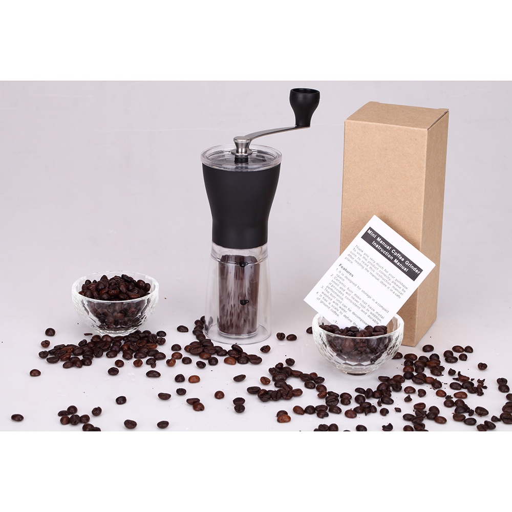 Alat Penggiling Kopi Manual Coffee Grinder Desain Transparan - Black