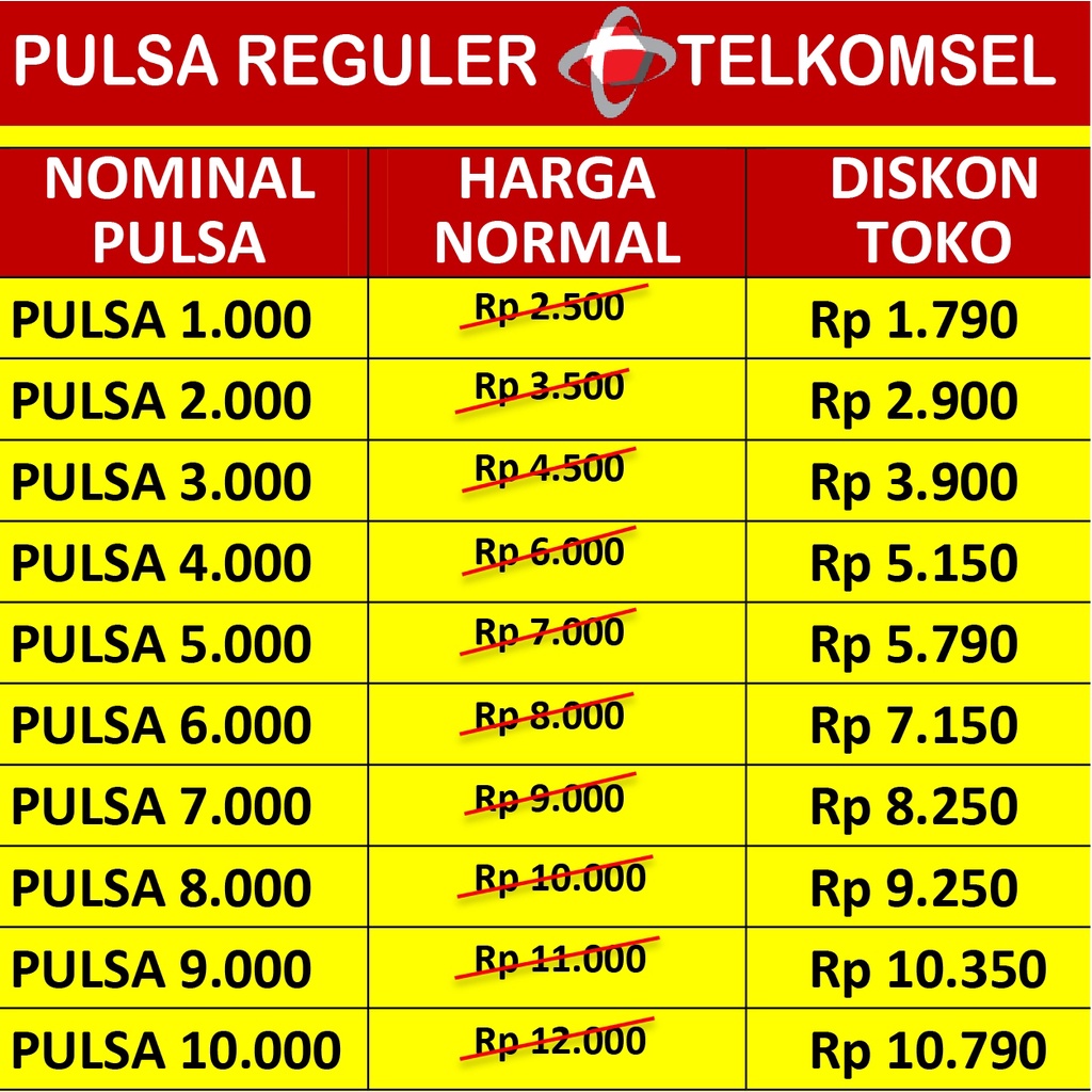 PULSA TELKOMSEL REGULER Kartu AS Loop Simpati 1K 2K 3K 4K 5K 6K 7K 8K 9K 10K TERMURAH 1000 Rupiah