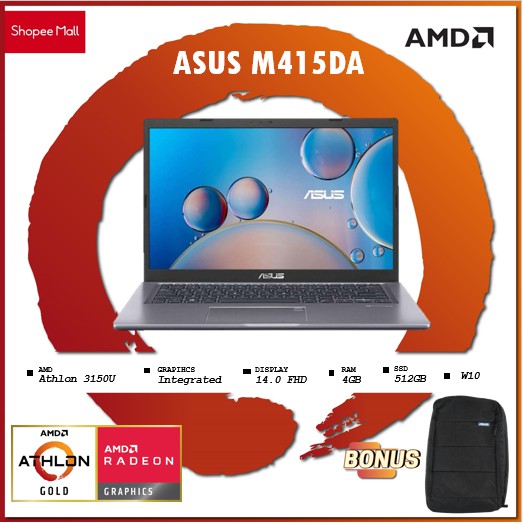 ASUS VIVOBOOK 14 M415DA - AMD Athlon Gold 3150 4GB 512ssd W10+OHS 14.0FHD