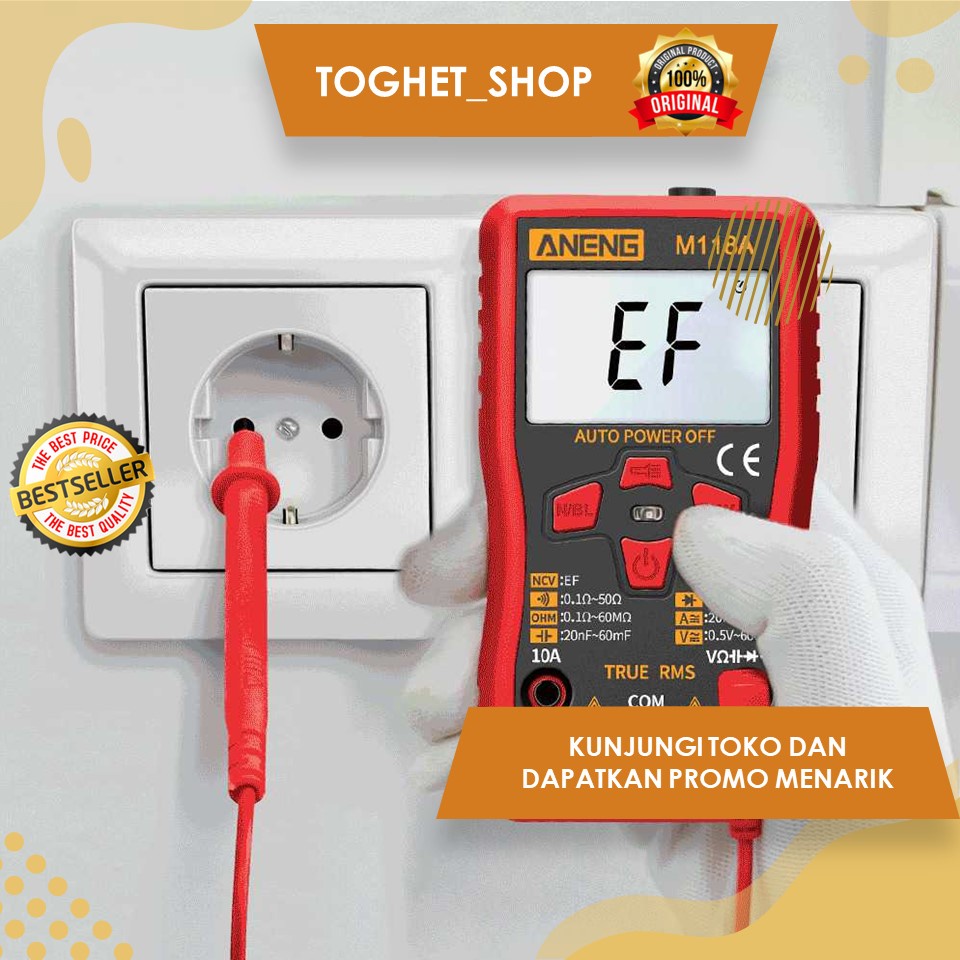 Digital Multimeter Voltage Tester Alat Penguji Pengukur Tegangan Arus Listrik Dilengkapi Layar LCD