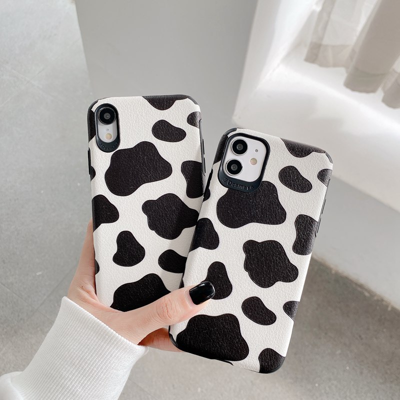 Cow Pattern Soft Case OPPO A31 A9 A5 A33 A53 2020 A7 A5S A12 A11K A91 Reno 3 5 A3S Realme C1 X XT F9 Pro A83 A57 A39 F1S A52 A92 K3 K5 Black And White Casing Xiaomi Redmi Note 8 Pro 9