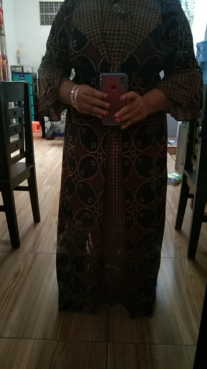 Gamis Batik Jazzy Motif Padi Coklat Formal Kerja Kantor Big Size Jumbo Xxl Ld 110 Kondangan