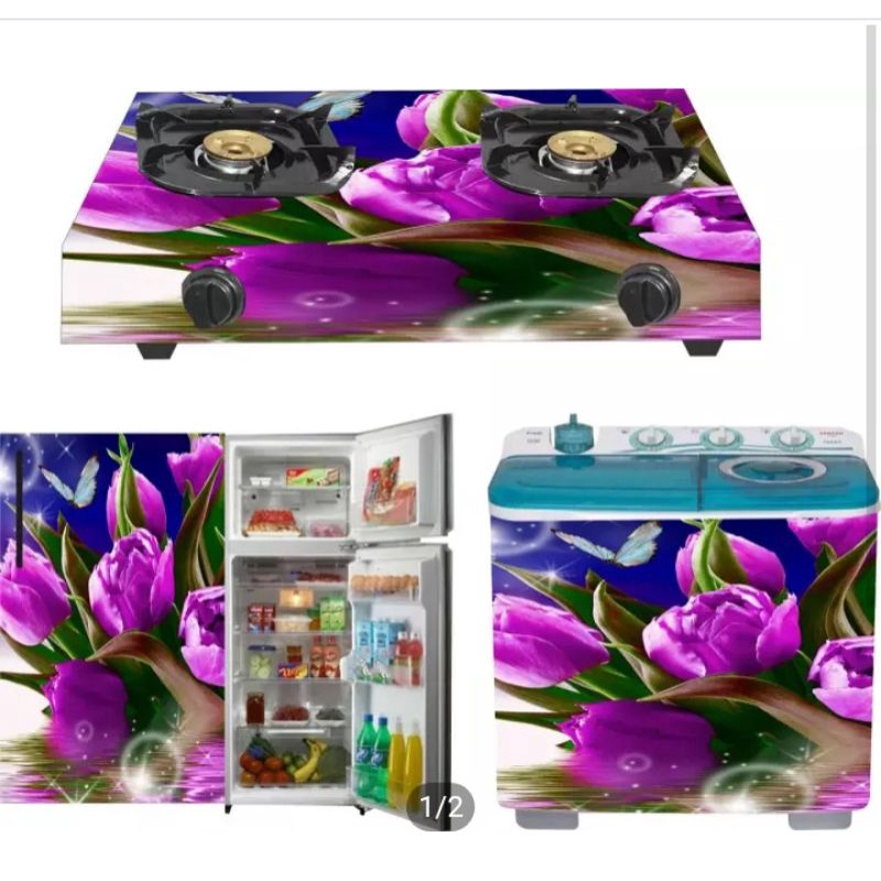 stiker kulkas satu pintu dan stiker kompor gas dua tungku dan stiker mesin cuci