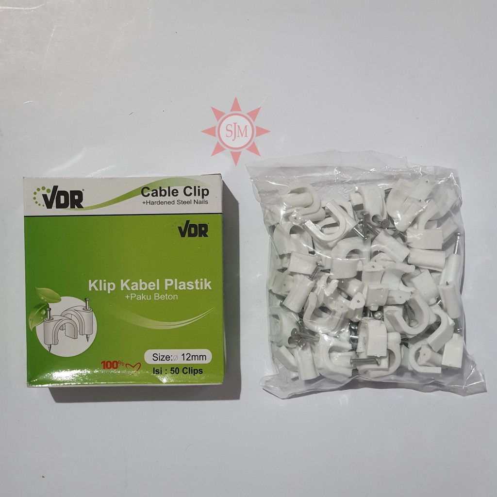 Klem Kabel Klip Kabel Plastik Paku Beton 12mm VDR