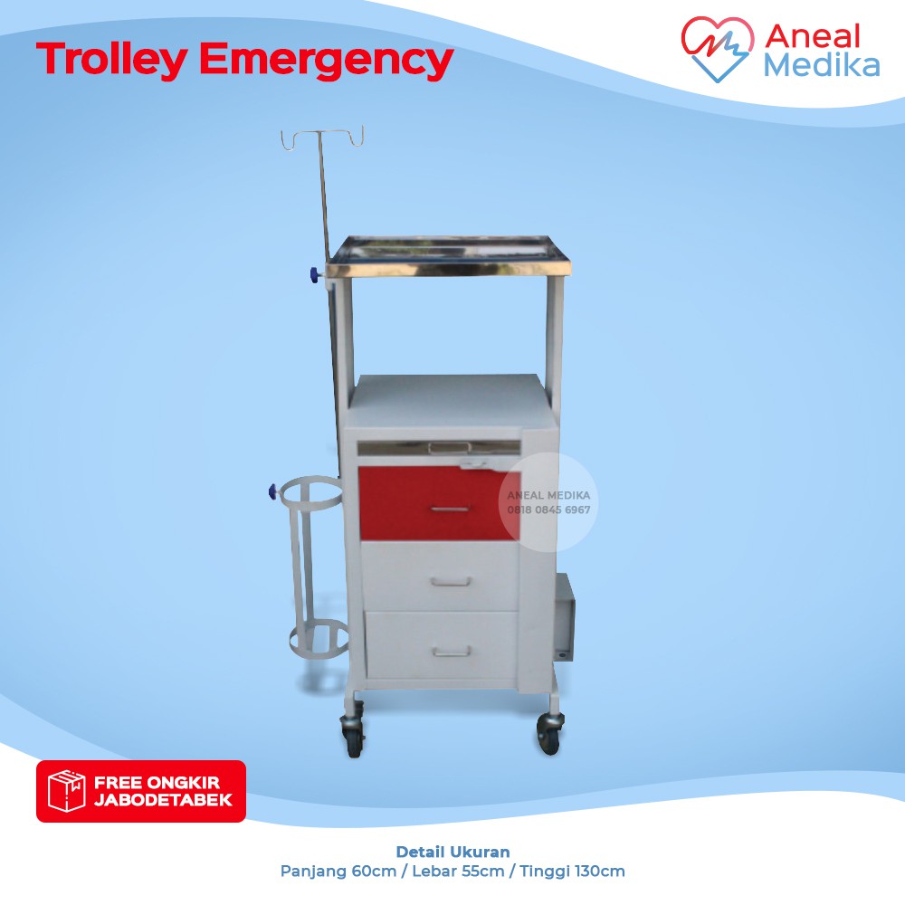 Trolley Emergency Medis - Rak Troli Darurat Rumah Sakit