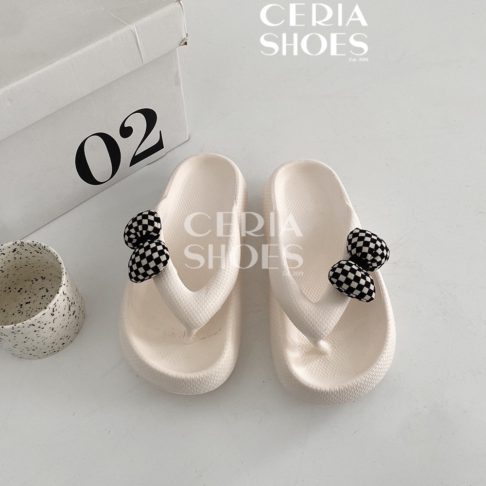 EVA Sandal Jepit Wanita Korean Slippers Spons Super Soft Elatsic Ringan Bahan Lembut Tebal Sol Anti Slip Motif Pita Bantal Balance