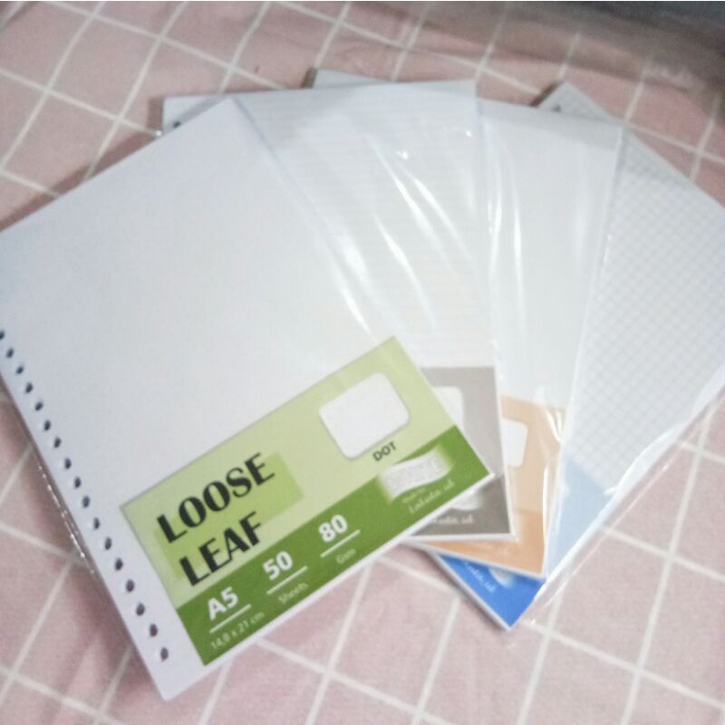 

KERTAS BINDER LOOSE LEAF A5 BLANK/DOT/LINE/GIRD 80 GSM 20 HOLES