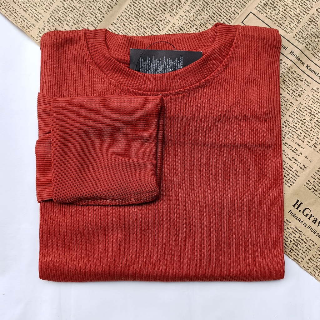 PART II Kaos Rib Premium / Kaos Grosir / Kaos Rib Premium Tebal / Kaos Lengan Panjang Termurah-Bata