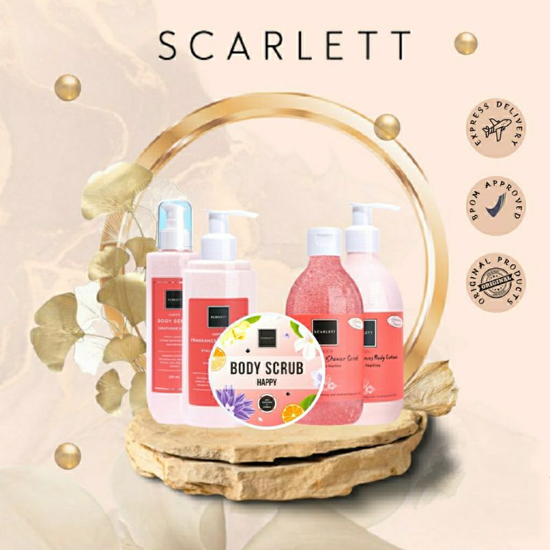 SCARLETT WHITENING HAPPY SERIES ORIGINAL BY FELICYA ANGELISTA - PAKET PEMUTIH BADAN BPOM