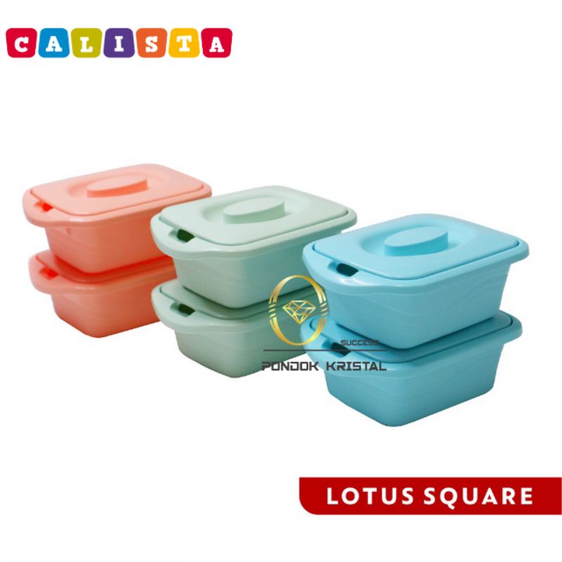 Calista Lotus Square Wadah Saji Makanan 700ml Set isi 2pcs